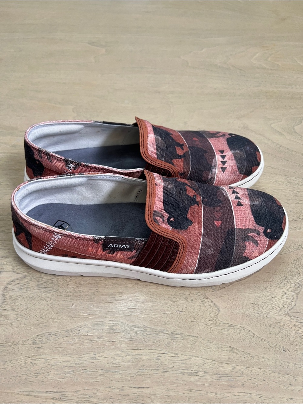 Ariat Rust and Black Buffalo Print Slip-On Moccasins - Picture 6 of 8